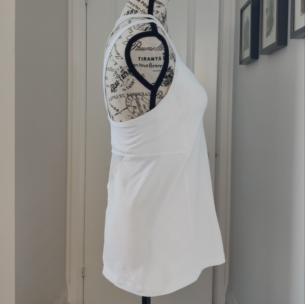 Lululemon White Mesh Breathable Athletic Top Women's Size 8 Lightweight - Picture 2 of 7
